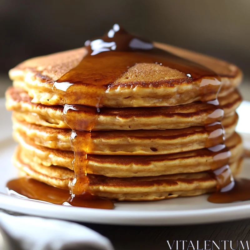 AI ART Scrumptious Pancakes Dripping with Maple Syrup