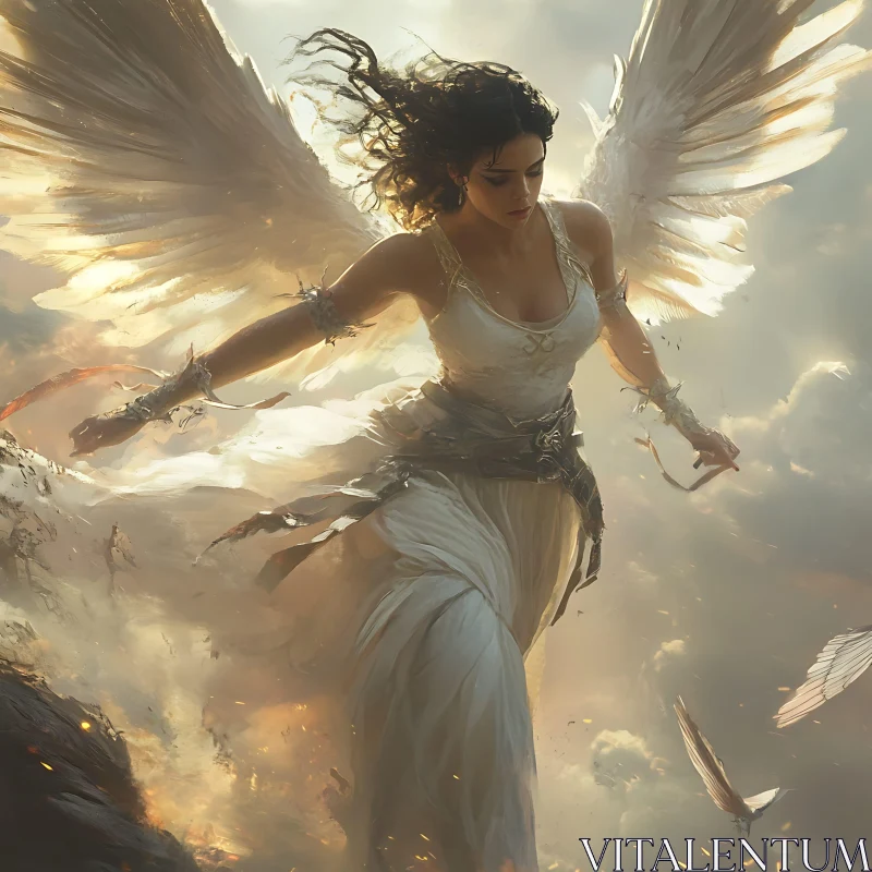 Ethereal Angel in Flight AI Image