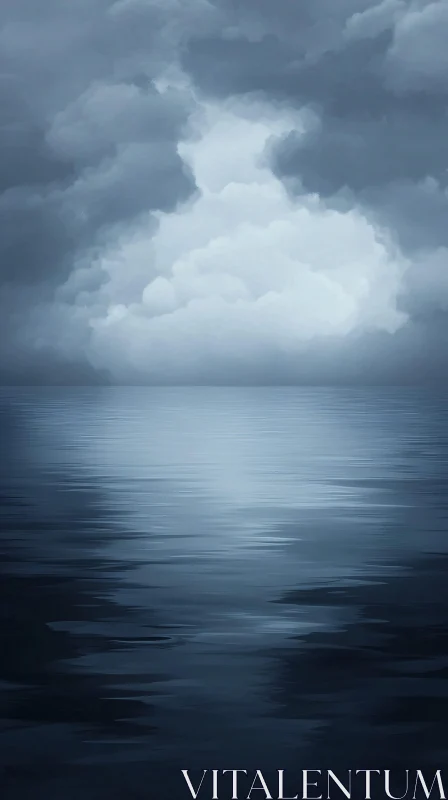 AI ART Calm Sea Reflecting Stormy Sky