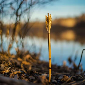 Arrow Amidst Golden Autumn Landscape