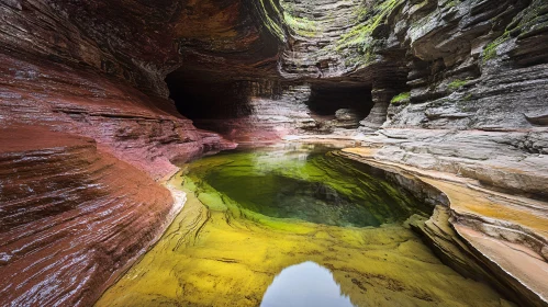 Canyon with Green Water and Spectacular Rock Formations