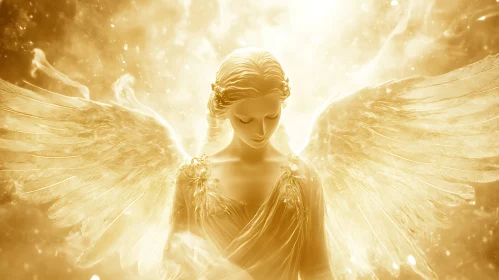 Serene Angel in Golden Radiance