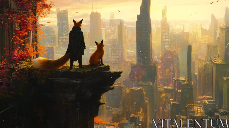 Urban Horizon Foxes AI Image