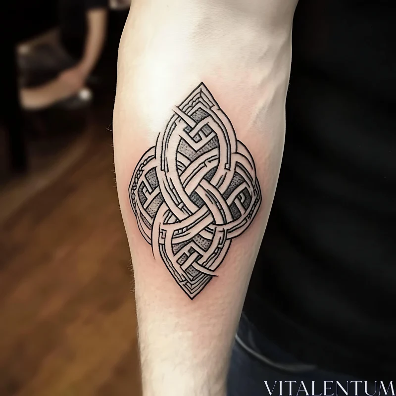 Black and Gray Celtic-Inspired Tattoo AI Image