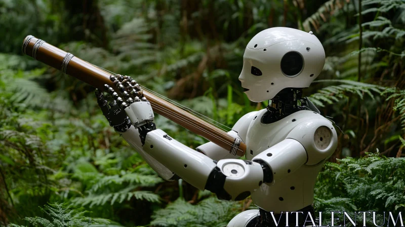 AI and Nature: Robot with Bamboo AI Image