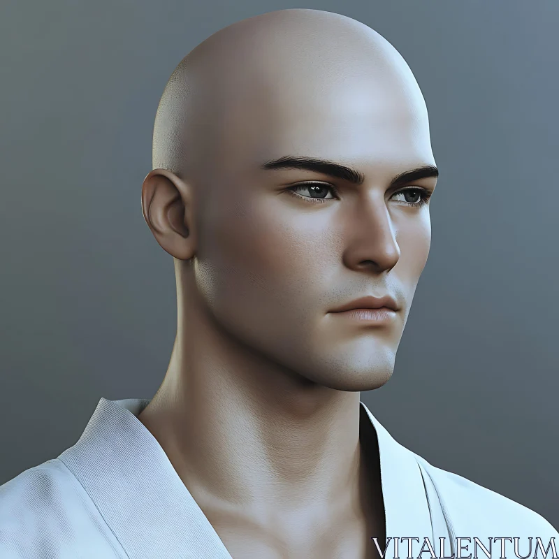 Contemplative Male Portrait AI Image