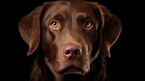 Detailed Chocolate Labrador Portrait on Black Background