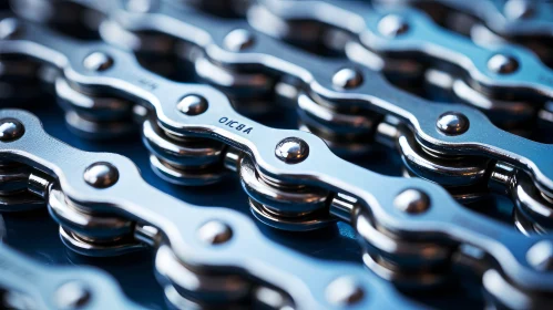 Detailed Close-Up of Shiny Bicycle Chain - Industrial Aesthetics