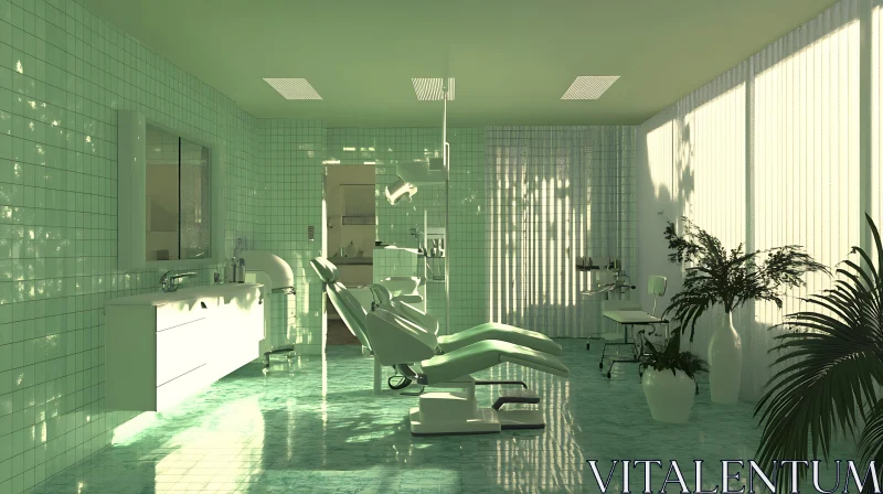 Tranquil Dental Office with Green Accents AI Image