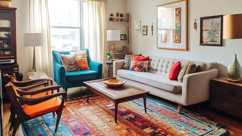 Cozy Home Interior with Sofa and Armchair