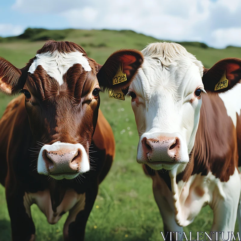 Cows Grazing in a Green Field AI Image