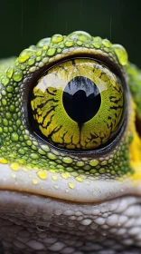 Green and Yellow Lizard's Gaze - Macro Lens Photography
