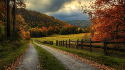 Autumn Road Through Colorful Landscape