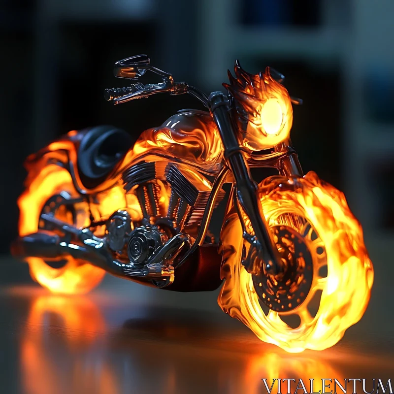 AI ART Motorcycle engulfed in flames