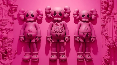 Monochrome Pink Art Figures Display