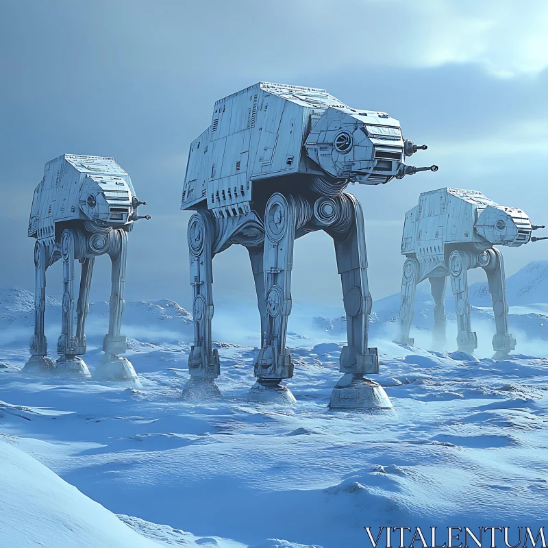 AI ART AT-AT Walkers in Snowy Battle Scene