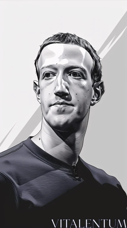 Grayscale Portrait of Mark Zuckerberg AI Image