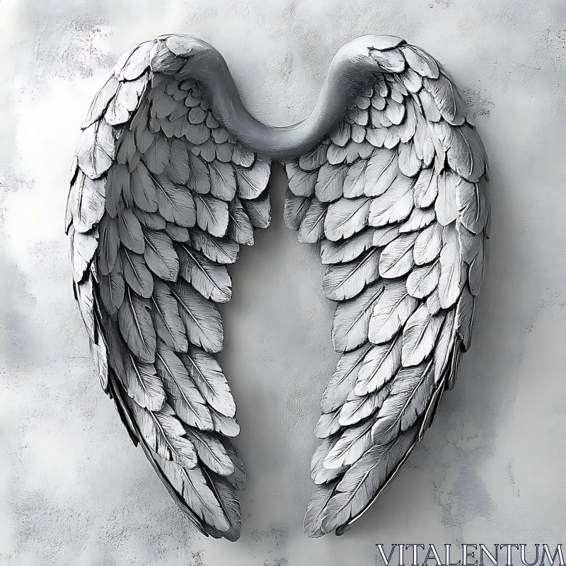 AI ART Monochrome Angel Wings Sculpture