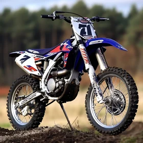 Blue and White Off-Road Motorcycle