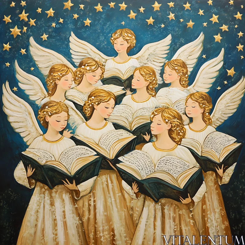 AI ART Chorus of Angels in the Night Sky