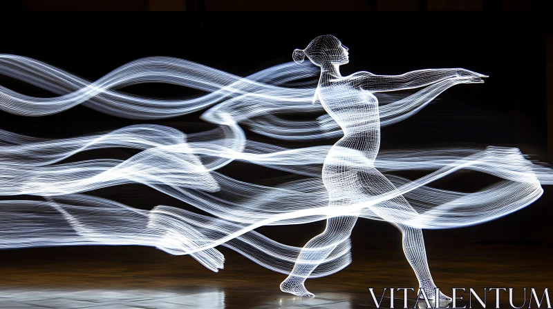 AI ART Luminous Dance: A Light-Painted Abstract Figure