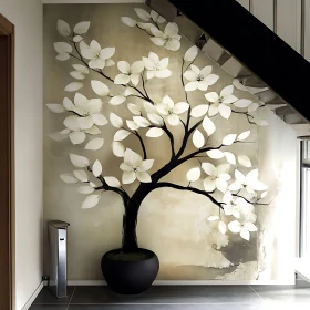 Modern Interior Design with Tree Wall Painting