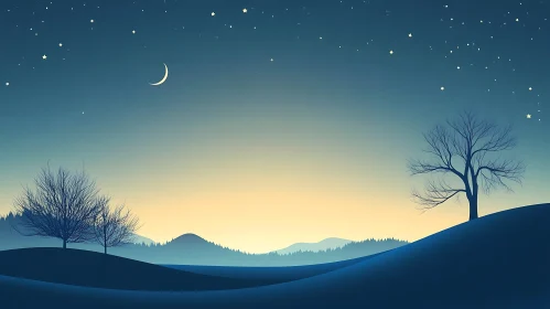 Starry Night Serenity Landscape