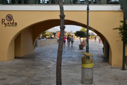 Strolling Through a City Walkway