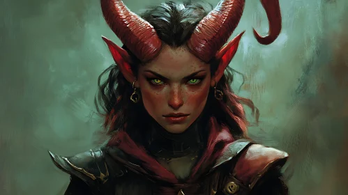 Crimson Horned Demon Woman