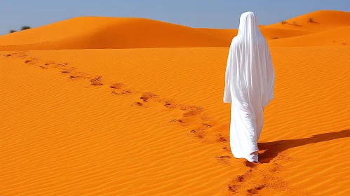 Desert Wanderer in White Robe