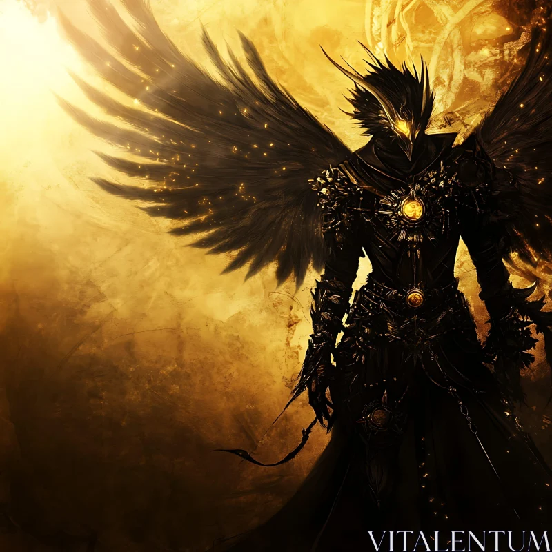 AI ART Winged Warrior in Golden Light