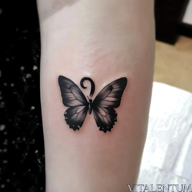 Detailed Black Butterfly Tattoo Art AI Image