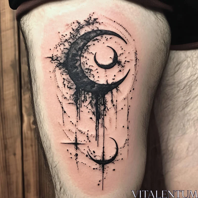 Modern Moon Phases Ink Tattoo AI Image