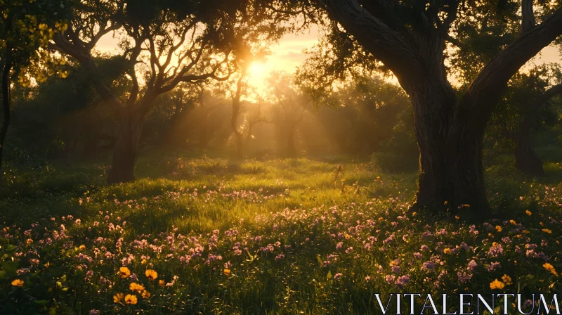 AI ART Sunlit Wildflower Field