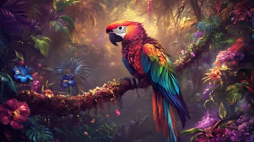 Exotic Bird Amidst Tropical Foliage