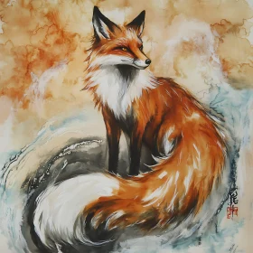 Fox in Watercolor Painting