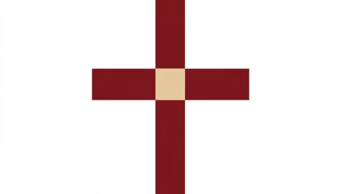 Geometric Maroon Cross on White