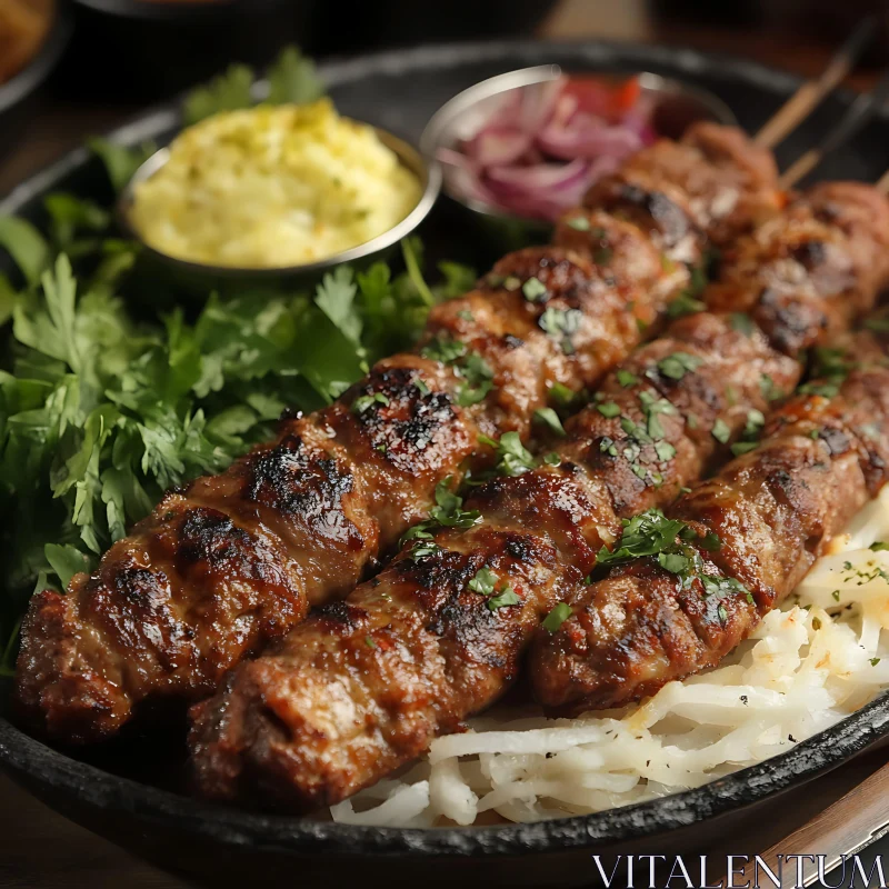 Tantalizing Grilled Meat Skewers AI Image