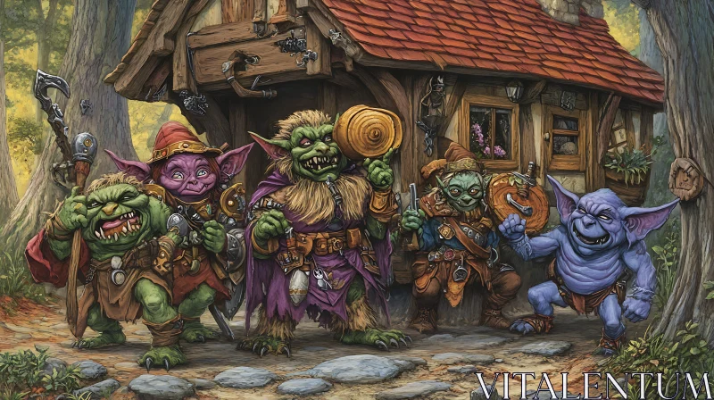 AI ART Forest Cottage Goblins