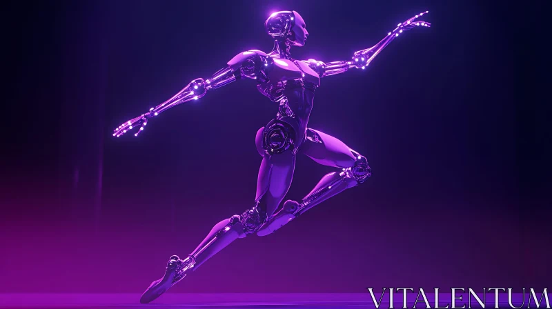 Futuristic Cyborg Performing Elegant Leap AI Image