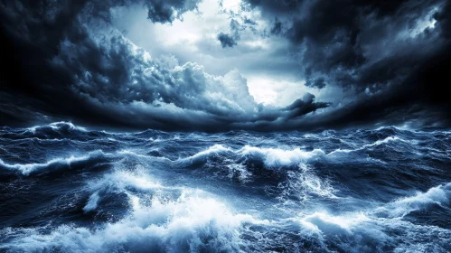 Intense Ocean Storm with Turbulent Waves