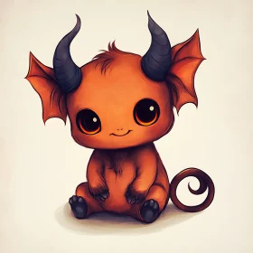 Cute Orange Monster with Horns