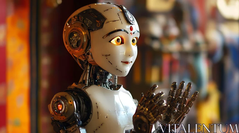 Expressive Humanoid Robot in Technology Display AI Image