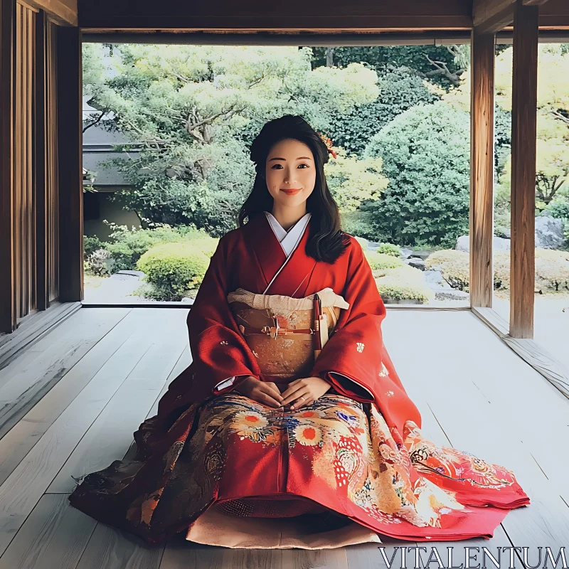 Japanese Woman in Traditional Dress AI Image