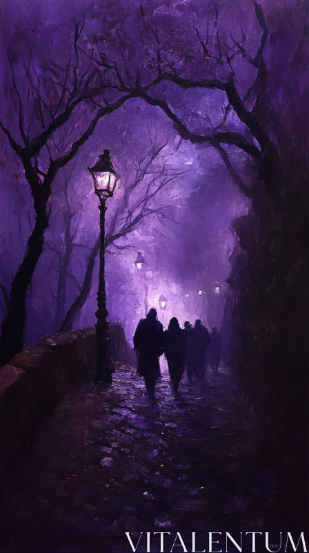 AI ART Eerie Nighttime Stroll Painting