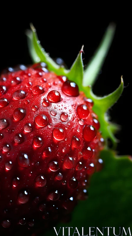 Close-Up Contrast: Strawberry with Water Droplets AI Image