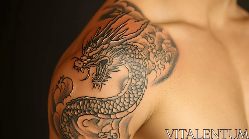 Intricate Dragon Tattoo Design on Shoulder AI Image