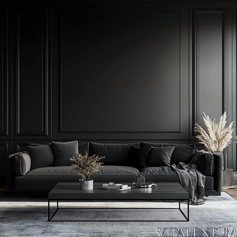 AI ART Sleek Modern Interior with Dark Accents