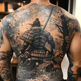 Traditional Japanese Samurai Back Tattoo