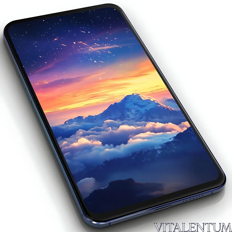 AI ART Scenic Mountain Landscape on Mobile Screen